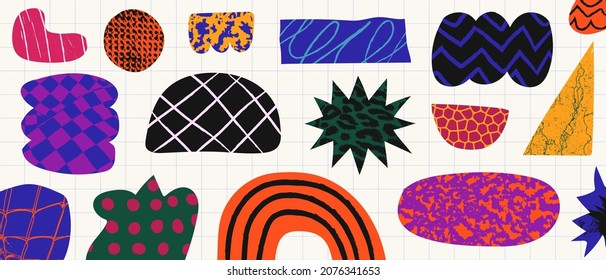 Cool Trendy Abstract Background with Doodle Geometric Shapes. 