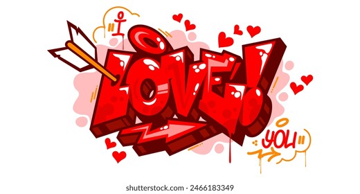 Cool Trendy Abstract Graffiti Style I Love You Lettering Art For Happy Valentines Day Or Wedding