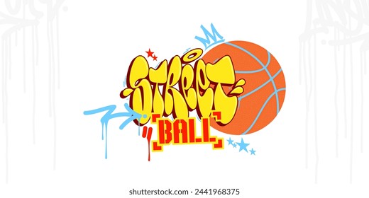 Cool Trendy Abstract Hip Hop Urban Street Art Graffiti Style Word Streetball Vector Illustration