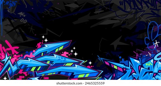 Cool Trendy Abstract Hip Hop Urban Street Art Graffiti Style Vector Illustration Background Template