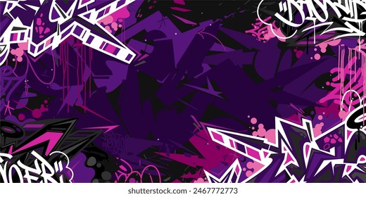 Cool Trendy Abstract Hip Hop Urban Street Art Graffiti Style Vector Illustration Background Template