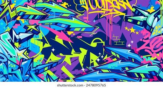 Moda Moda Abstractas Hip Hop Urbana Street Art Graffiti Estilo Ilustración vectorial Fondo Plantilla