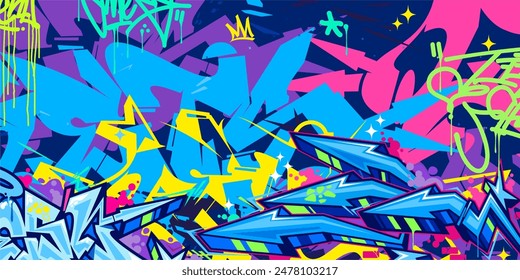 Cool Trendy Abstract Hip Hop Urban Street Art Graffiti Style Vector Illustration Background Template