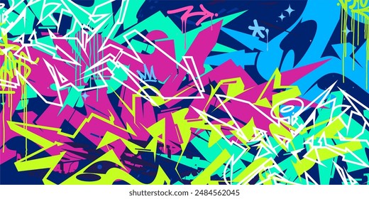 Cool Trendy Abstract Hip Hop Urban Street Art Graffiti Style Vector Illustration Background Template