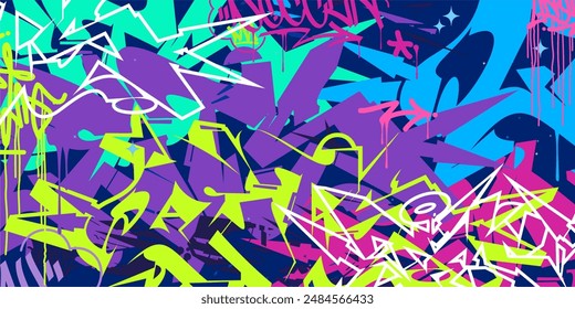 Cool Trendy Abstract Hip Hop Urban Street Art Graffiti Style Vector Illustration Background Template
