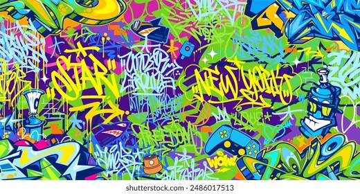 Cool Trendy Abstrakt Hip Hop Urban Street Art Graffiti Stil Vektorillustration Hintergrund Vorlage