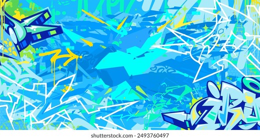 Cool Trendy Abstract Hip Hop Urban Street Art Graffiti Style Vector Illustration Background Template