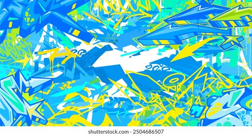 Cool Trendy Abstract Hip Hop Urban Street Art Graffiti Style Vector Illustration Background Banner