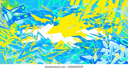 Cool Trendy Abstract Hip Hop Urban Street Art Graffiti Style Vector Illustration Background Banner