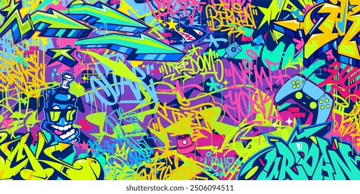 Cool Trendy Abstract Hip Hop Urban Street Art Graffiti Style Vector Illustration Background Banner