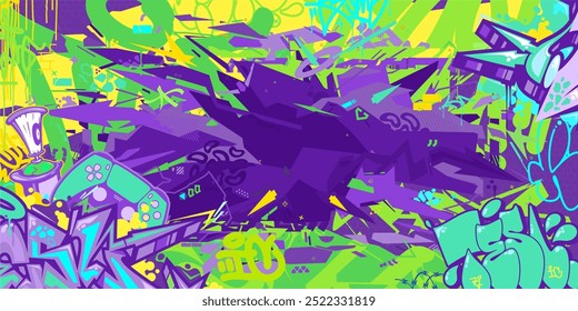 Cool Trendy Abstract Hip Hop Urban Street Art Graffiti Style Vector Illustration Background Banner