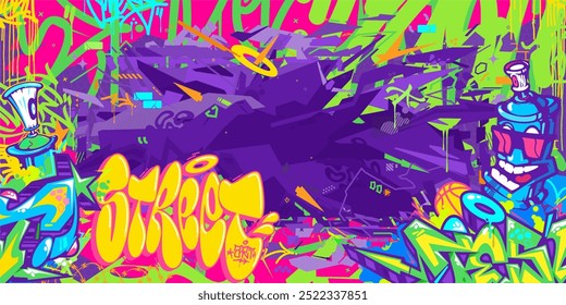 Cool Trendy Abstract Hip Hop Urban Street Art Graffiti Style Vector Illustration Background Banner