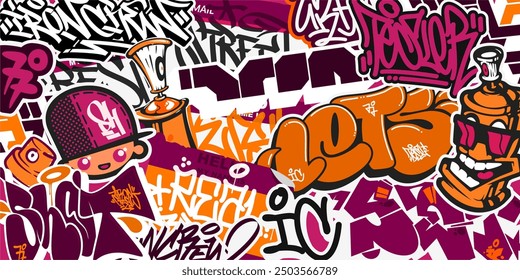 Cool trendy abstrakten städtischen Graffiti-Stil Aufkleber Bombing mit einigen Street Art Lettering Hintergrund