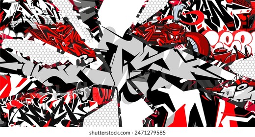 Cool Trendy Abstrakte Urbane Street Art Graffiti Stil Vektorgrafik Collage Illustration Hintergrund Vorlage