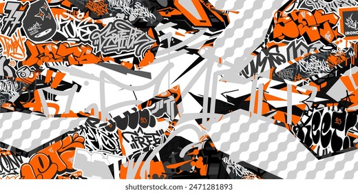 Cool Trendy Abstract Urban Street Art Graffiti Style Vector Collage Illustration Background Template