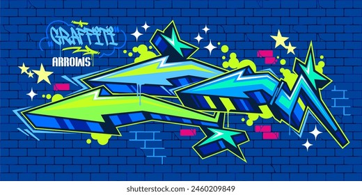 Cool Trendy Colorful Abstract Urban Street Art Graffiti Style Arrows Vector Illustration Template