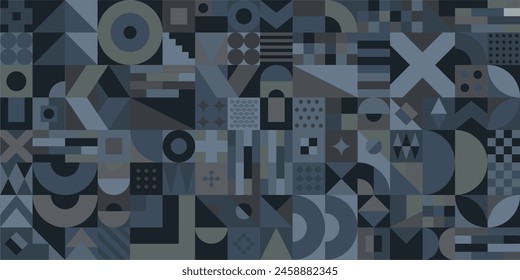 Cool Trendy Creative Seamless Colorful Abstract Vector Bauhaus Geometric Pattern Design Background