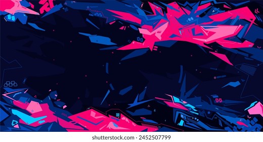 Cool Trendy Cyber Abstract Urban Street Art Graffiti Style Vector Illustration Template Background