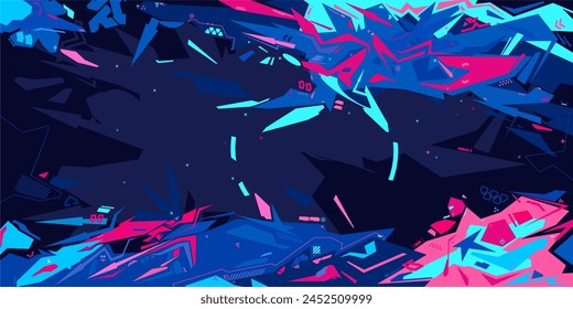 Cool Trendy Cyber Abstract Urban Street Art Graffiti Style Vector Illustration Template Background