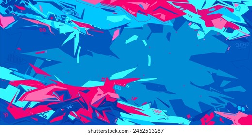 Cool Trendy Cyber Abstract Urban Street Art Graffiti Style Vector Illustration Template Background