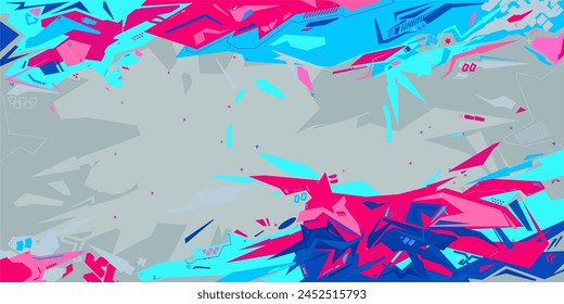 Cool Trendy Cyber Abstract Urban Street Art Graffiti Style Vector Illustration Template Background