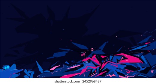 Cool Trendy Cyber Abstract Urban Street Art Graffiti Style Vector Illustration Template Background