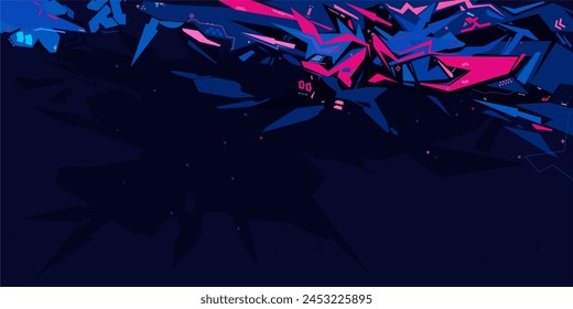 Cool Trendy Cyber Abstract Urban Street Art Graffiti Style Vector Illustration Template Background