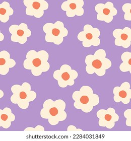 Cool Trendy Flower Seamless Pattern Vector Design. Y2k Floral Repeat Texture. Blossom Hand Drawn Background.