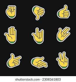 Cool trendy Hand Sign patch and stickers for apparel and merch Set. 1