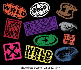 Cool Trendy Patches Vector Design. collection of fully editable stickers.