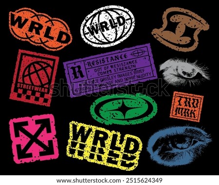 Cool Trendy Patches Vector Design. collection of fully editable stickers.