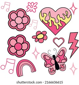 Ilustración vectorial de pegatinas retro de moda genial