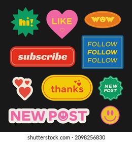 Cool Trendy Retro Stickers for Social Network. 