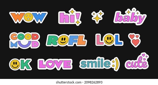 Cool Trendy Stickers Collection With Various Phrases. 