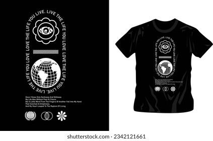 Cool trendy streetwear t-shirt design editable template