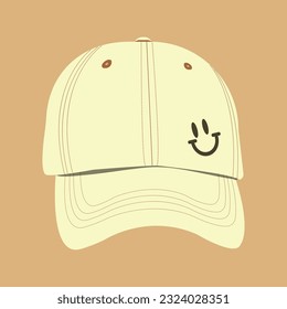 Cool and trendy white hat illustration for young people. A fashionable hat suitable for back to school, campus activities, sports activities, modeling and more