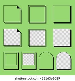 Cool Trendy Y2K Frames Vector Design. Groovy Background with Geometric Shapes.