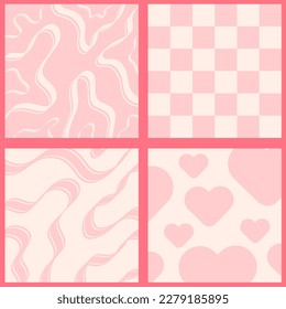 Cool trendy Y2K geometric abstract background. Groovy Pink Pattern.