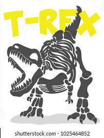 cool t-rex fossil illustration for kids tees, vector