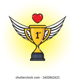 cool trophy vector with love cup trophy