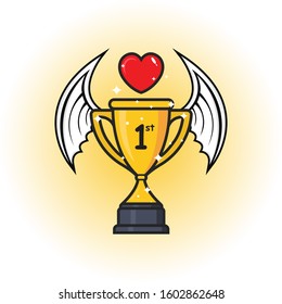 cool trophy vector with love cup trophy