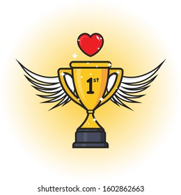 cool trophy vector with love cup trophy