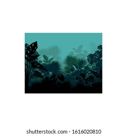 Cool Tropical Plant Shilouette Cartoon