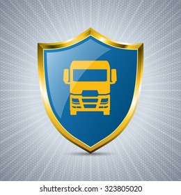 Cool truck badge design with bursting background