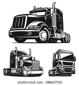 cool Truck black and white illustration vector