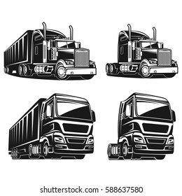 cool Truck black and white illustration vector