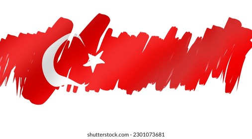 Cool turkish flag illustration with marker writing style and splashes