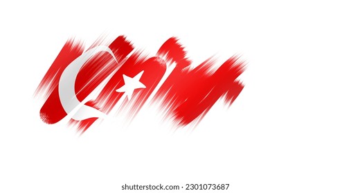 Cool Türkische Flaggengrafik mit Markerschriftstil und Splash