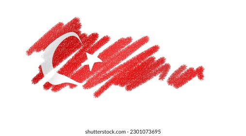 Cool turkish flag illustration with marker writing style and splashes
