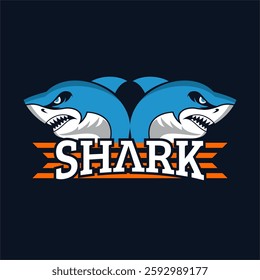 Cool two fierce sharks logo for gaming company